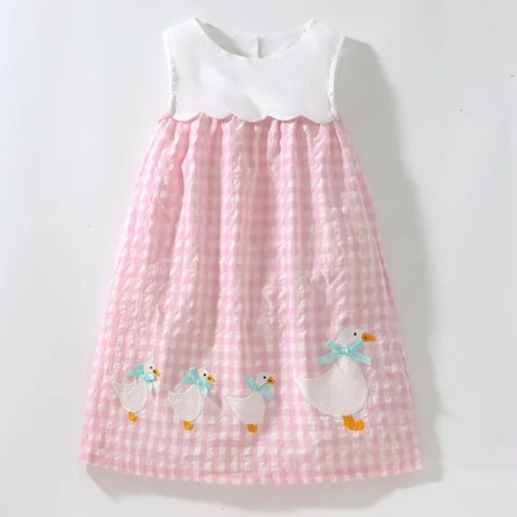 Other - Farm Goose Girls Pink Gingham Seersucker Dress